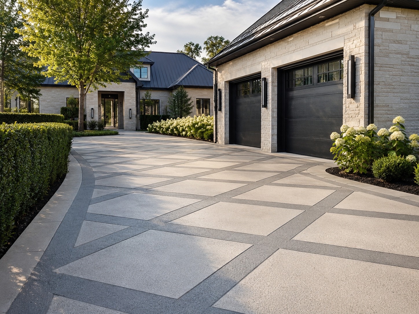 A renewed concrete driveway leading to a Brisbane home